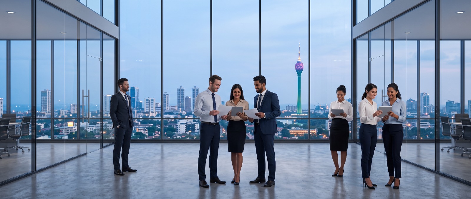 Team collaborating in an office