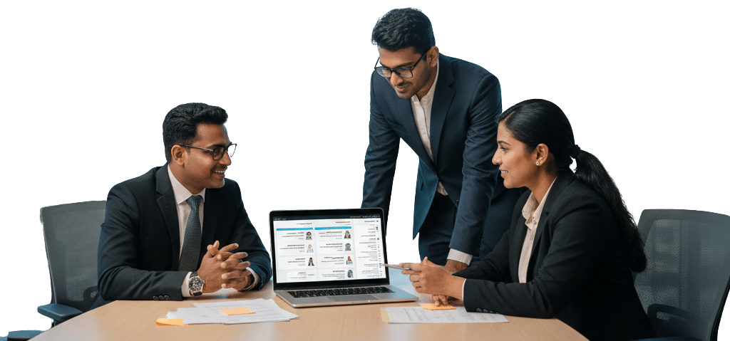 Team collaborating in an office